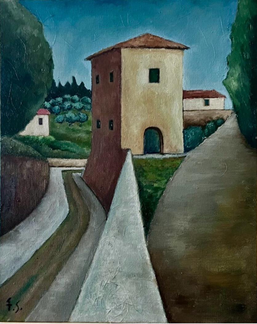 Il casolare, olio su tela 50×70 cm, 2024 - opera di Fabrizio Scarselli