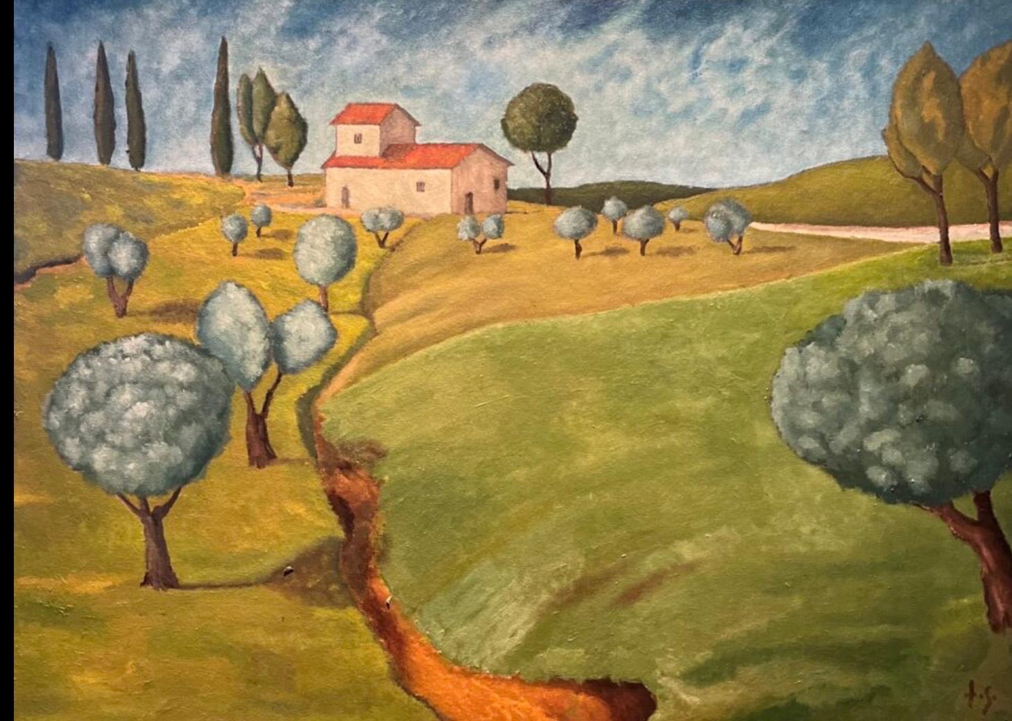 Cesto di pere, olio su cartone telato 30×40 cm, 2025 - opera di Fabrizio Scarselli